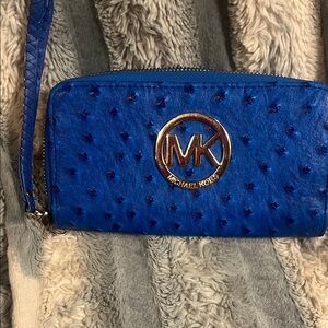 Michael Kors Royal Blue Clutch with Gold Logo